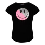 Neon Pink & Silver Glitter Smiley Top - Denny's