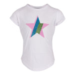 Short Sleeve Rounded Bottom Top with Glitter Star - Denny's