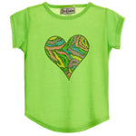 Neon Zebra Heart Round Bottom Top - Denny's