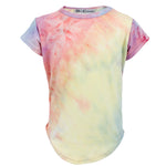 Short Sleeve Rounded Pastel Tie Dye Top - Denny's
