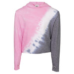 Diagnol Tie Dye Pink, White & Grey Cropped Hoodie - Denny's