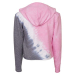 Diagnol Tie Dye Pink, White & Grey Cropped Hoodie - Denny's