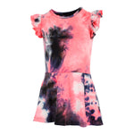 Short Sleeve Tie Dye Ruffle Dress - Denny's
