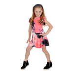 Short Sleeve Tie Dye Ruffle Dress - Denny's