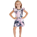 Short Sleeve Tye Dye Ruffle Dress - Denny's