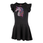 Short Sleeve Ruffle Dress with Unicorn - Denny's