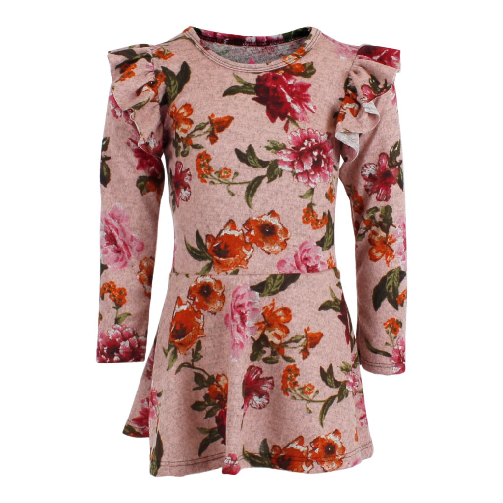 Long Sleeve Hacci Floral Ruffle Dress - Denny's