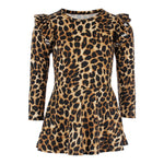 Long Sleeve Leopard Ruffle Dress - Denny's