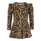 Long Sleeve Leopard Ruffle Dress - Denny's