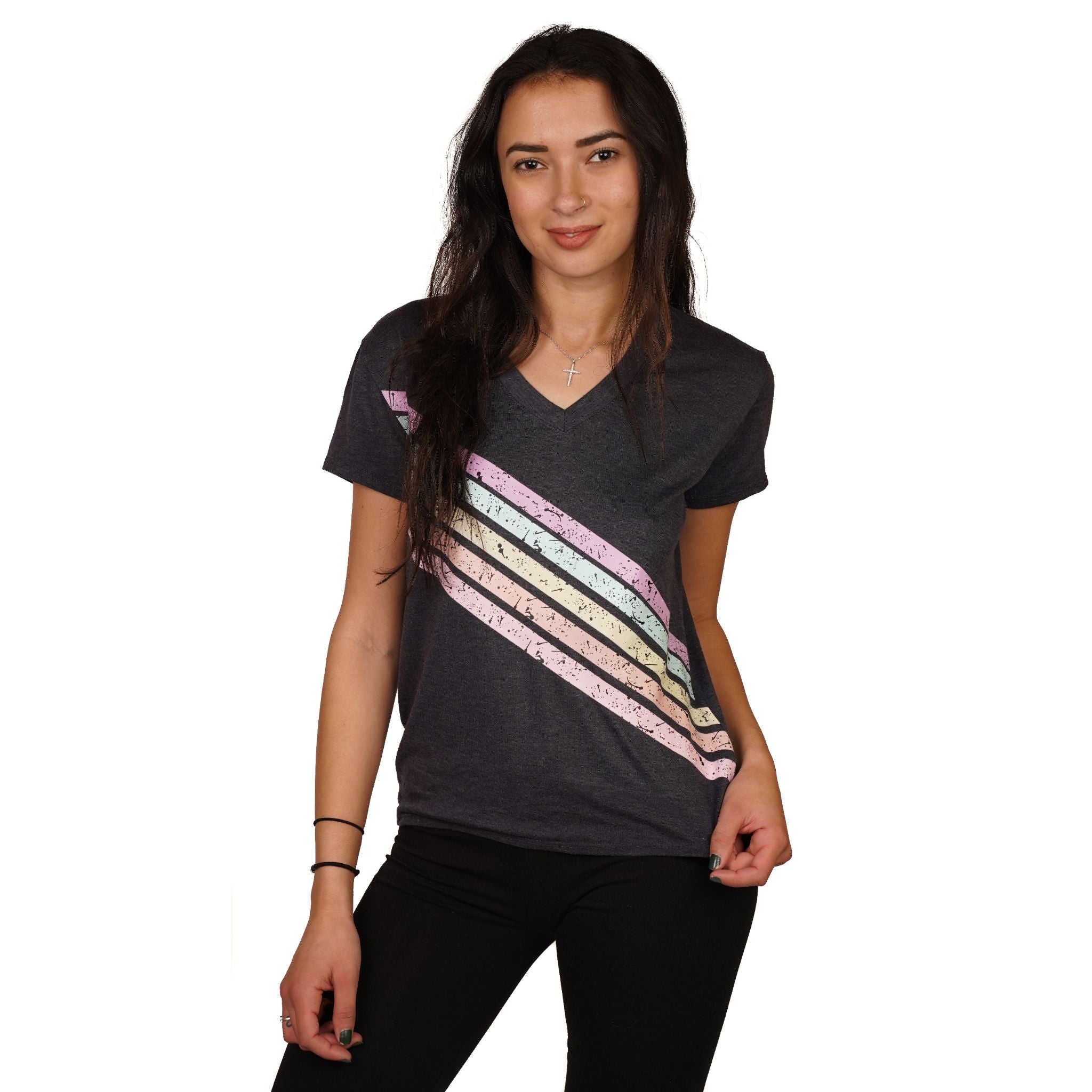 Sorbet Stripes V-neck Tee - Denny's