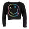 Long Sleeve Crop Top w Neon Ombre Smiley - Denny's