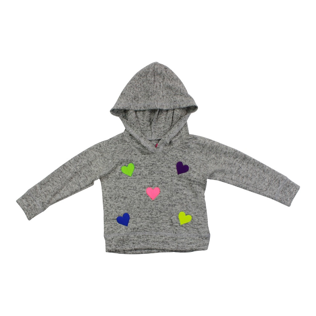 Long Sleeve Hacci Hoody with Neon Patch Hearts - Denny's