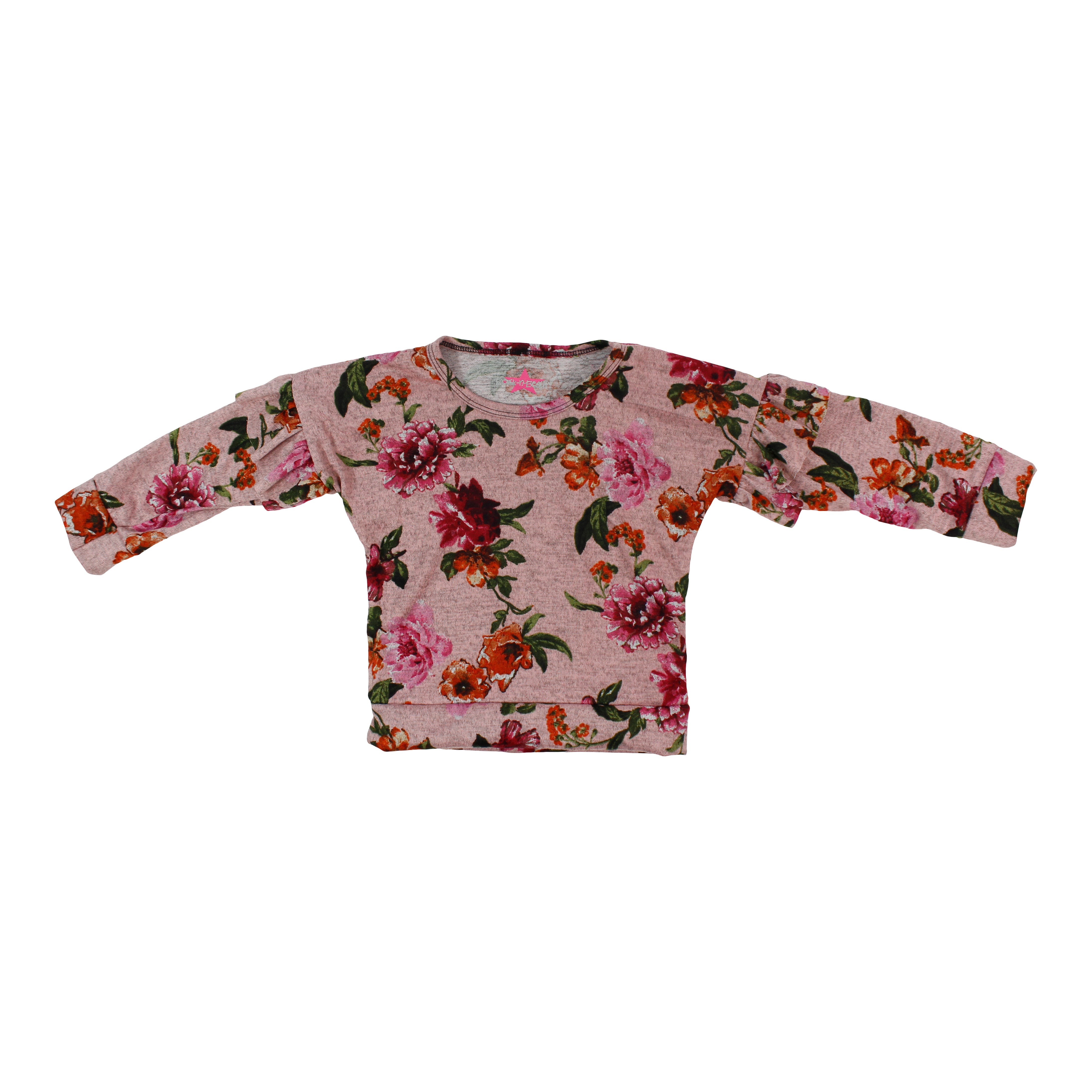 Hacci Floral Long Sleeve Ruffle Top - Denny's