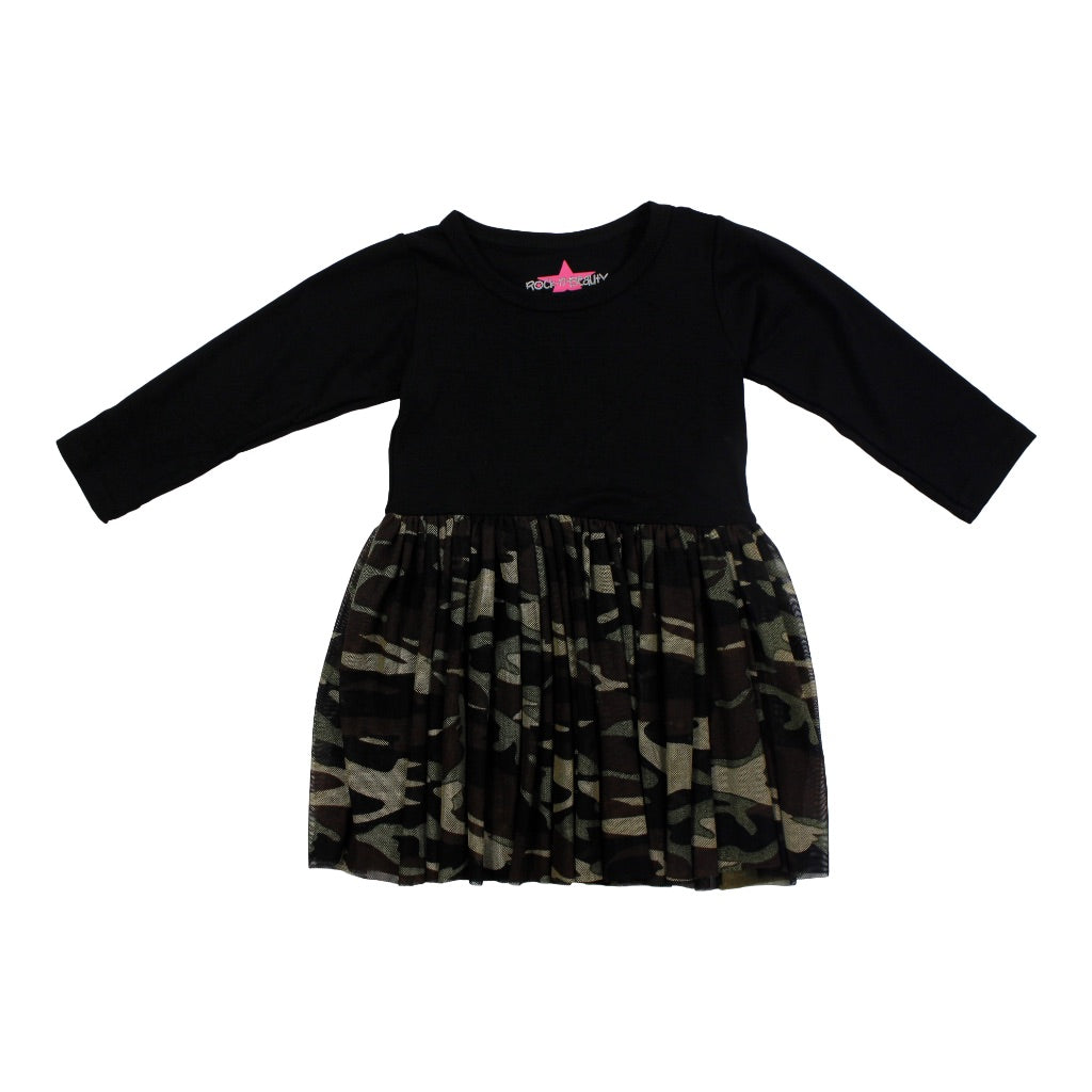 Long Sleeve Dress with Black/Camo Tulle - Denny's