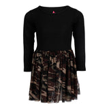Long Sleeve Dress with Camo Tulle - Denny's