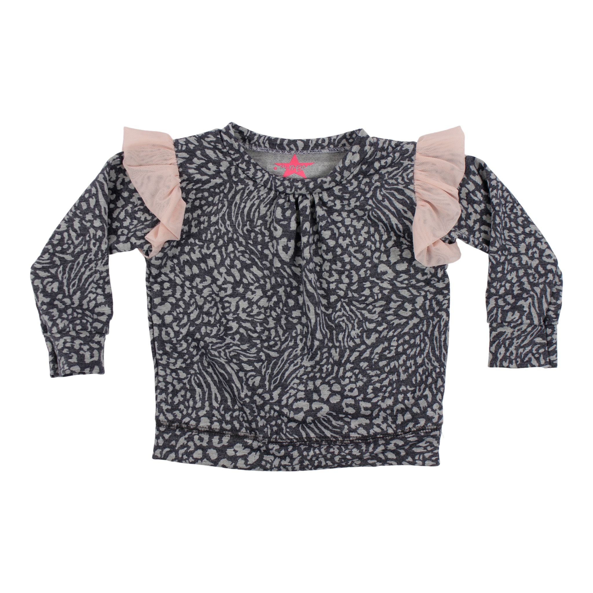 Cheetah Sweatshirt with Pink Mesh Ruffle - Denny's