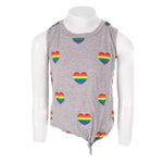 Knotted Tank with Rainbow All Over Stripe Hearts - Denny's