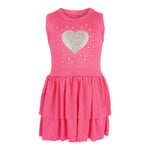 Tank Dress with Double Ruffle Silver Glitter Heart n Stones - Denny's