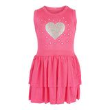 Tank Dress with Double Ruffle Silver Glitter Heart n Stones - Denny's