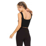 Cut Out Ribbed Crop Tank - Denny's