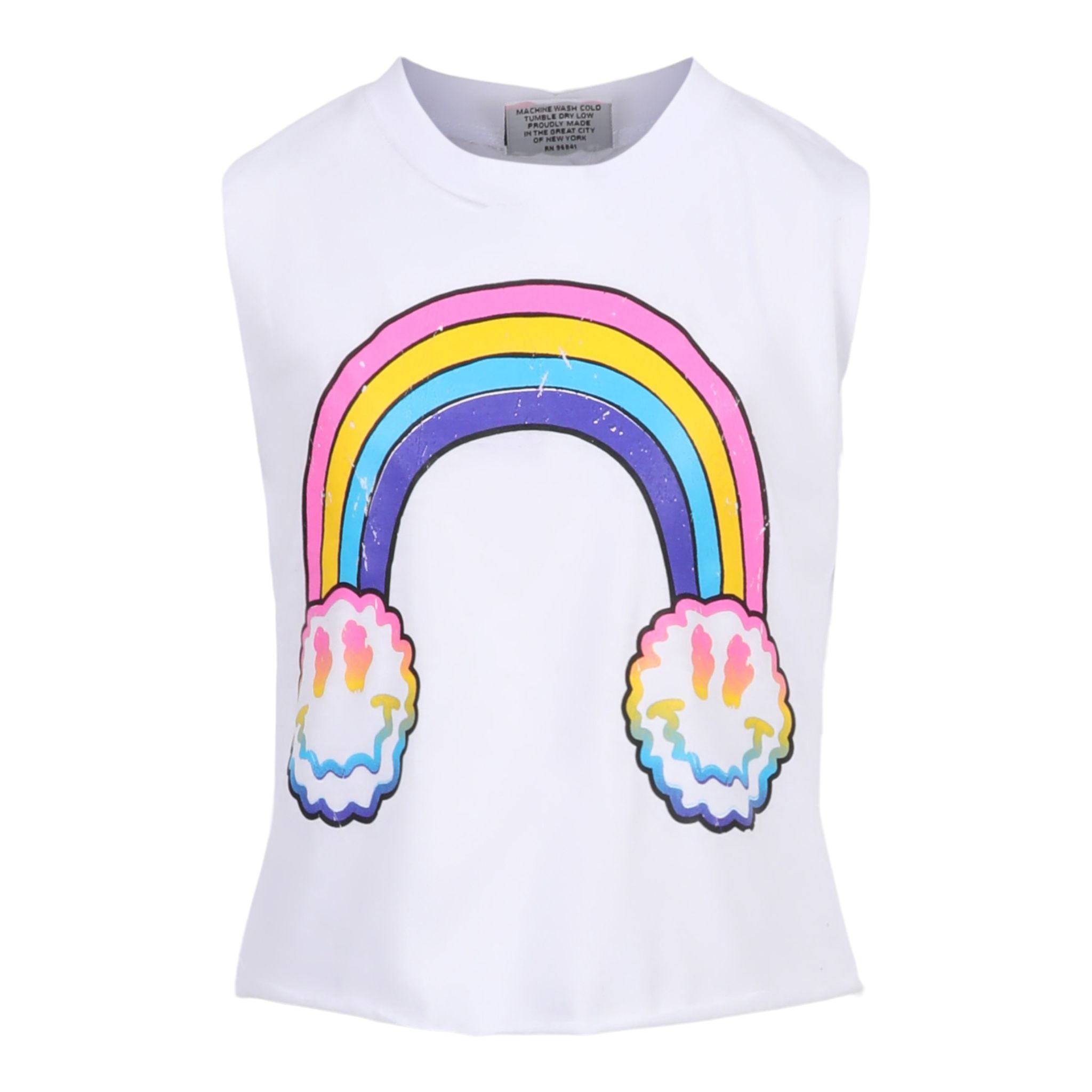 Rainbow & Ombre Squiggle Smileys Muscle Tee - Denny's