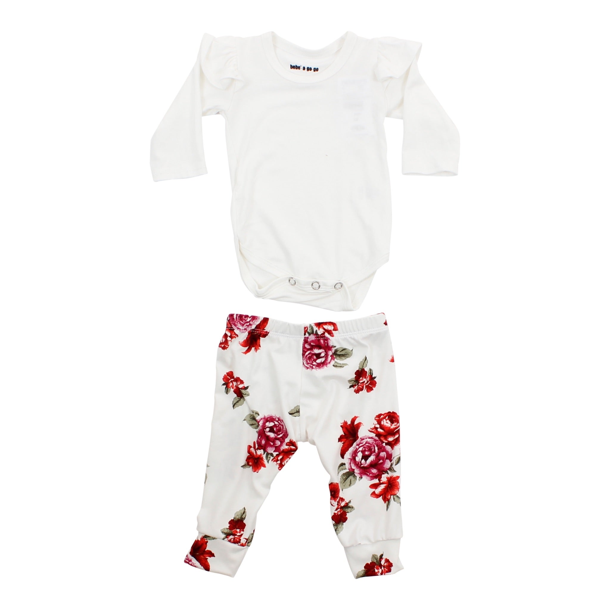 2pc Ruffle Onesis Ivory Floral - Denny's