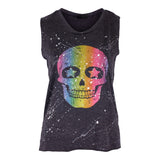 White Splatter Neon Skull Muscle Tank - Denny's