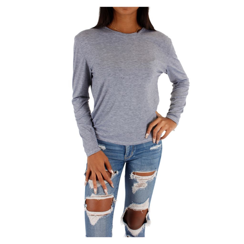 Long Sleeve Solid Crop Tee - Denny's
