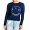 Long Sleeve Foil Two Tone Smiley Crop Tee - Denny's