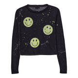 3 Yellow Smiley And Splatter Top - Denny's
