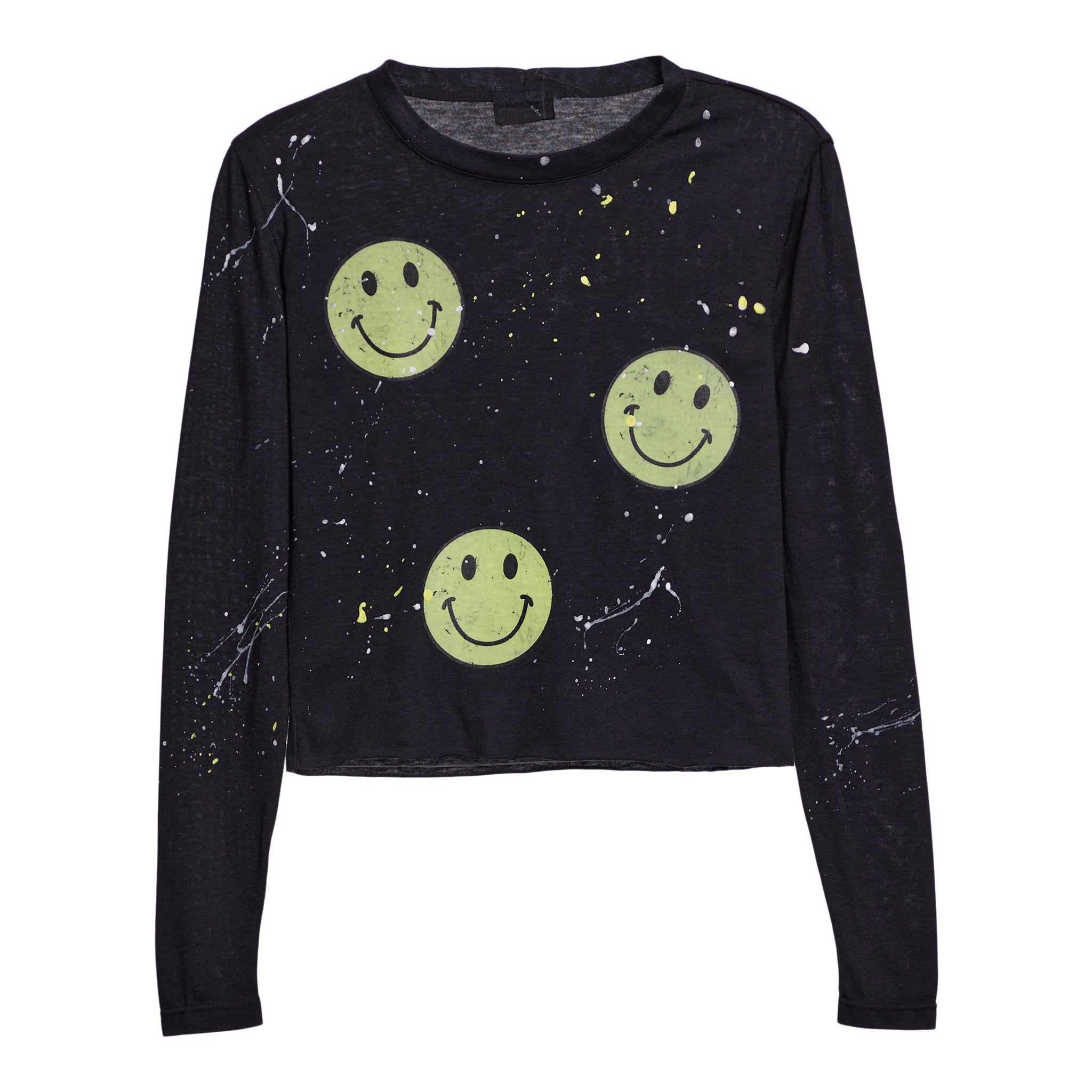 3 Yellow Smiley And Splatter Top - Denny's