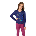 Long Sleeve Crop Top w Ombre Rock Smiley - Denny's