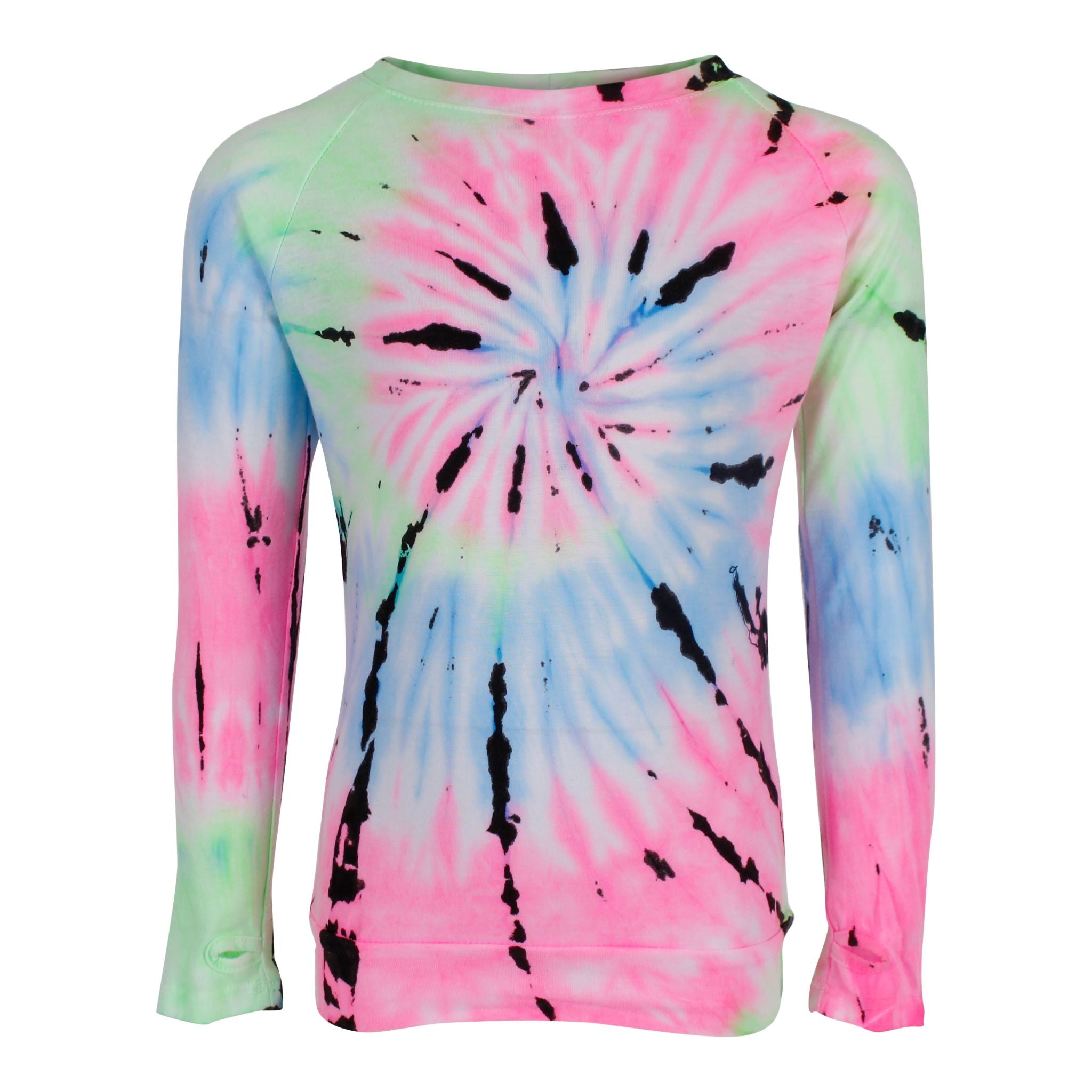 Long Sleeve Top with Cosmic Spin Black Tie Dye - Denny's