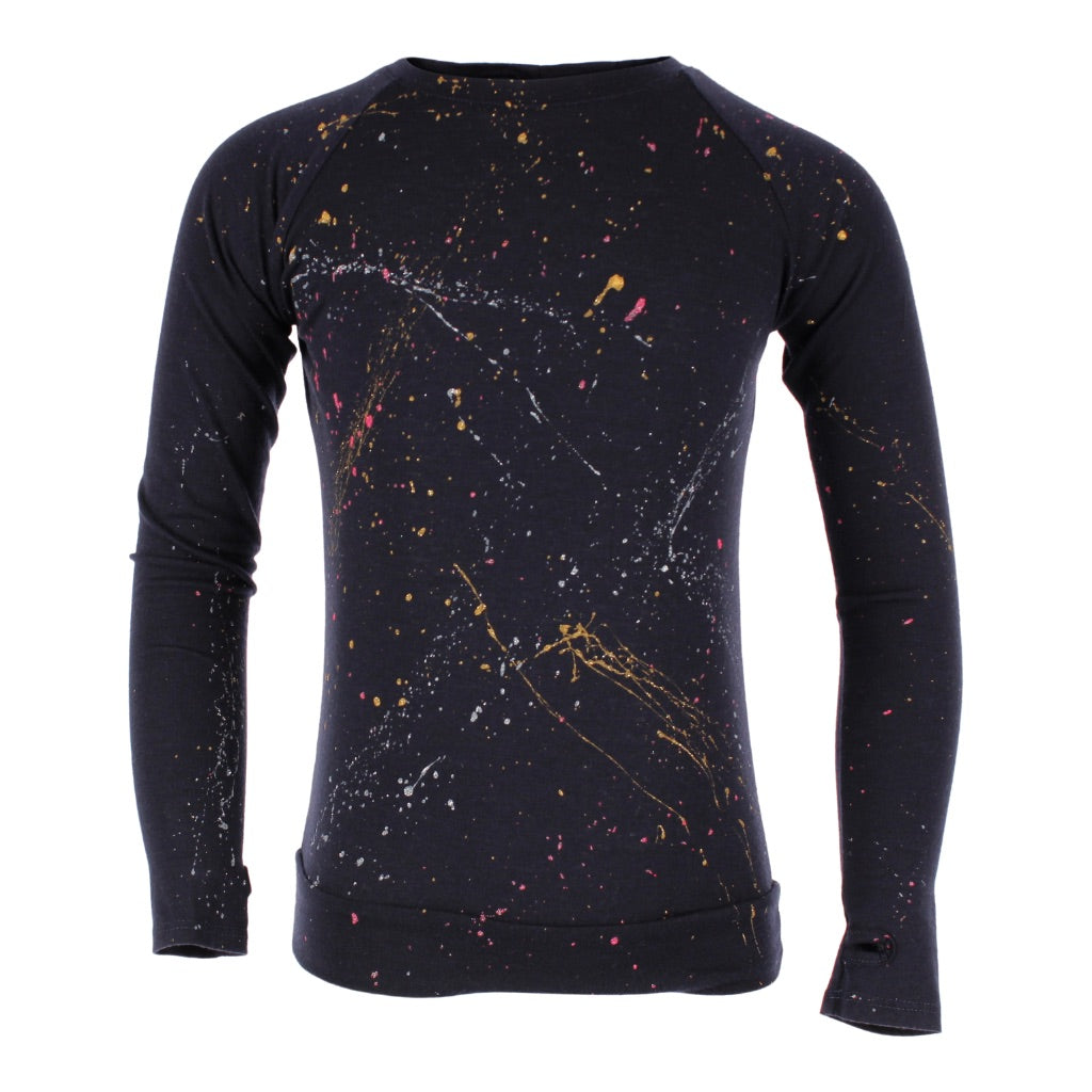 Gold Silver Neon Pink White Metallic Long Sleeve Top - Denny's