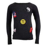 Long Sleeve Banded Top with Patches - Denny's