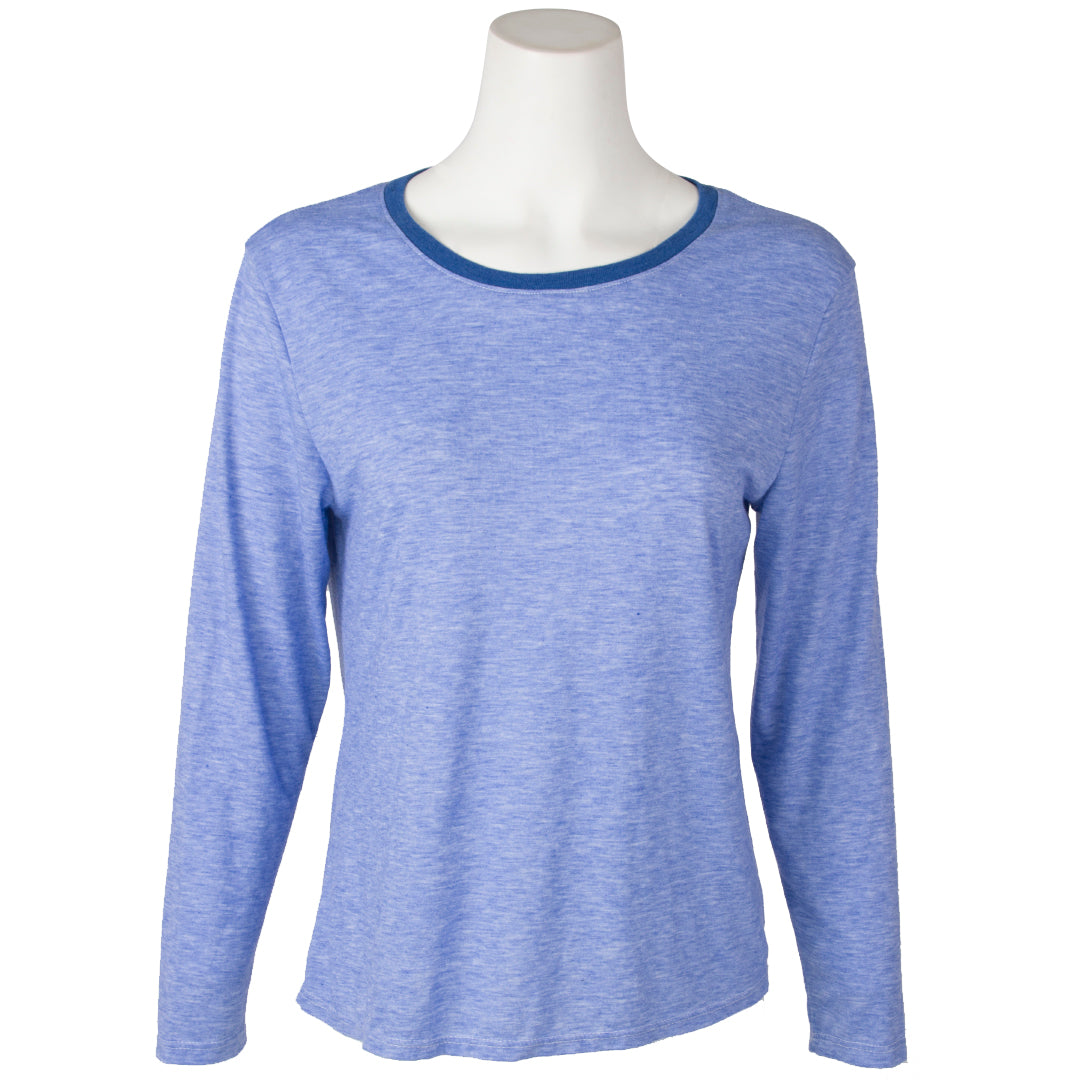 Long Sleeve Contrast Hi Low Crew - Denny's