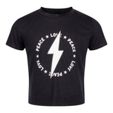 Peace Love Bolt Crop Tee - Denny's