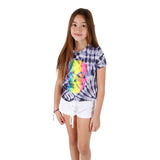 Short Sleeve Crop Black Tie Dye with Ombre Skull - Denny's
