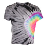Short Sleeve Black Neon Rain Tie Dye Crop Top - Denny's