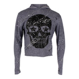 Long Sleeve Hoodie Sweatshirt with Black Skull and Splatter - Denny's
