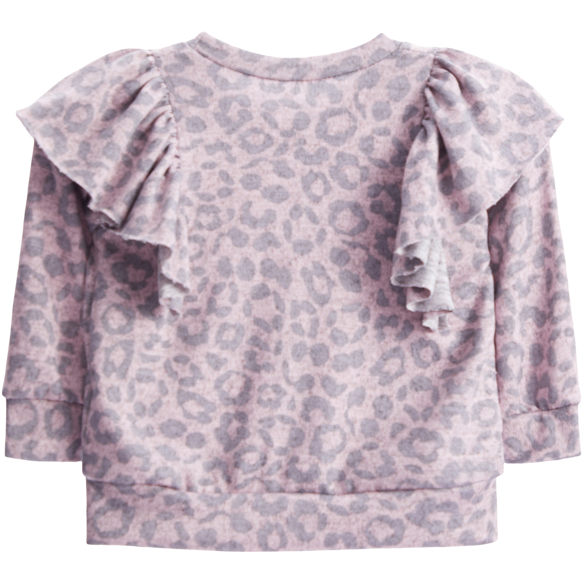 Ruffle Shoulder Cheetah Knit Sweatshirt - Denny's