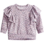 Ruffle Shoulder Cheetah Knit Sweatshirt - Denny's