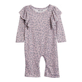 Pink & Grey Cheetah Ruffle Shoulder Coverall - Denny's