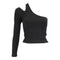 One Shoulder Long Sleeve Ribbed Top - Denny's