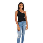 One Shoulder Ribbed Tank - Denny's