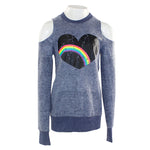 Brushed Long Sleeve Cold Shoulder with Heart Rainbow - Denny's