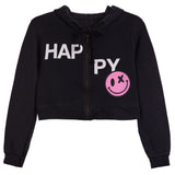Happy Smiley Crop Fleece Zip Hoodie - Denny's