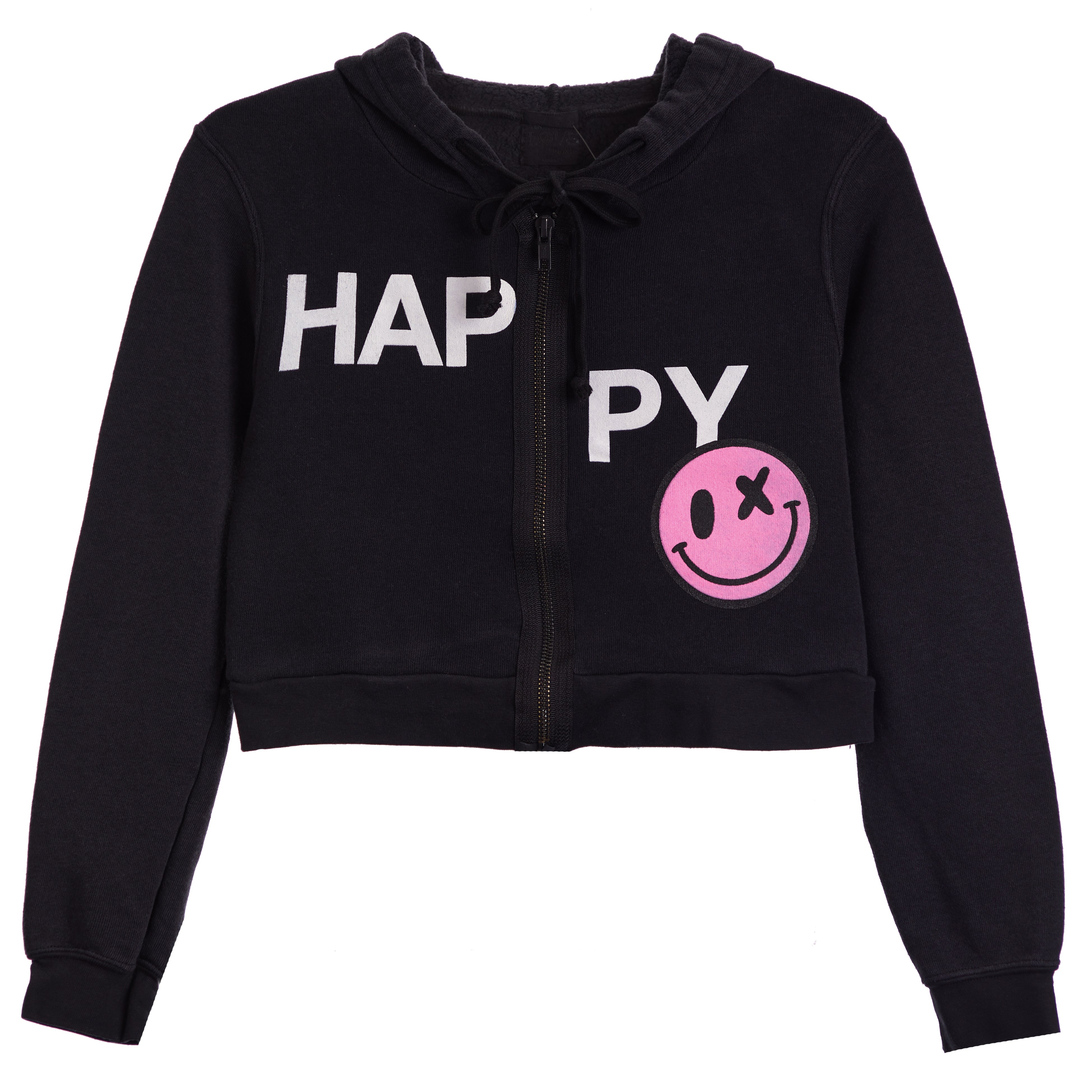 Happy Smiley Crop Fleece Zip Hoodie - Denny's