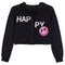 Happy Smiley Crop Fleece Zip Hoodie - Denny's