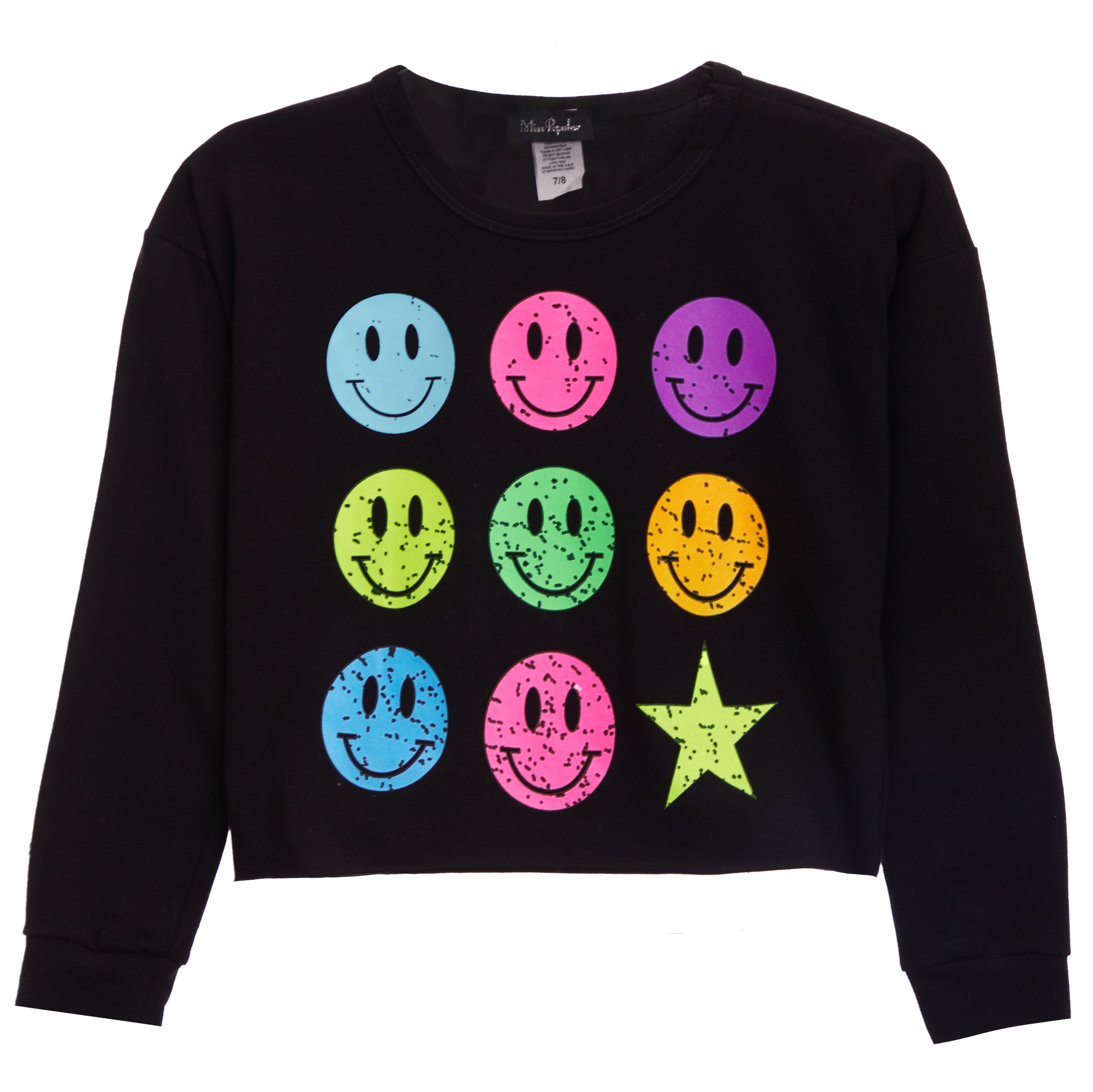 Allover Smiley Face Long Sleeve Tee - Denny's
